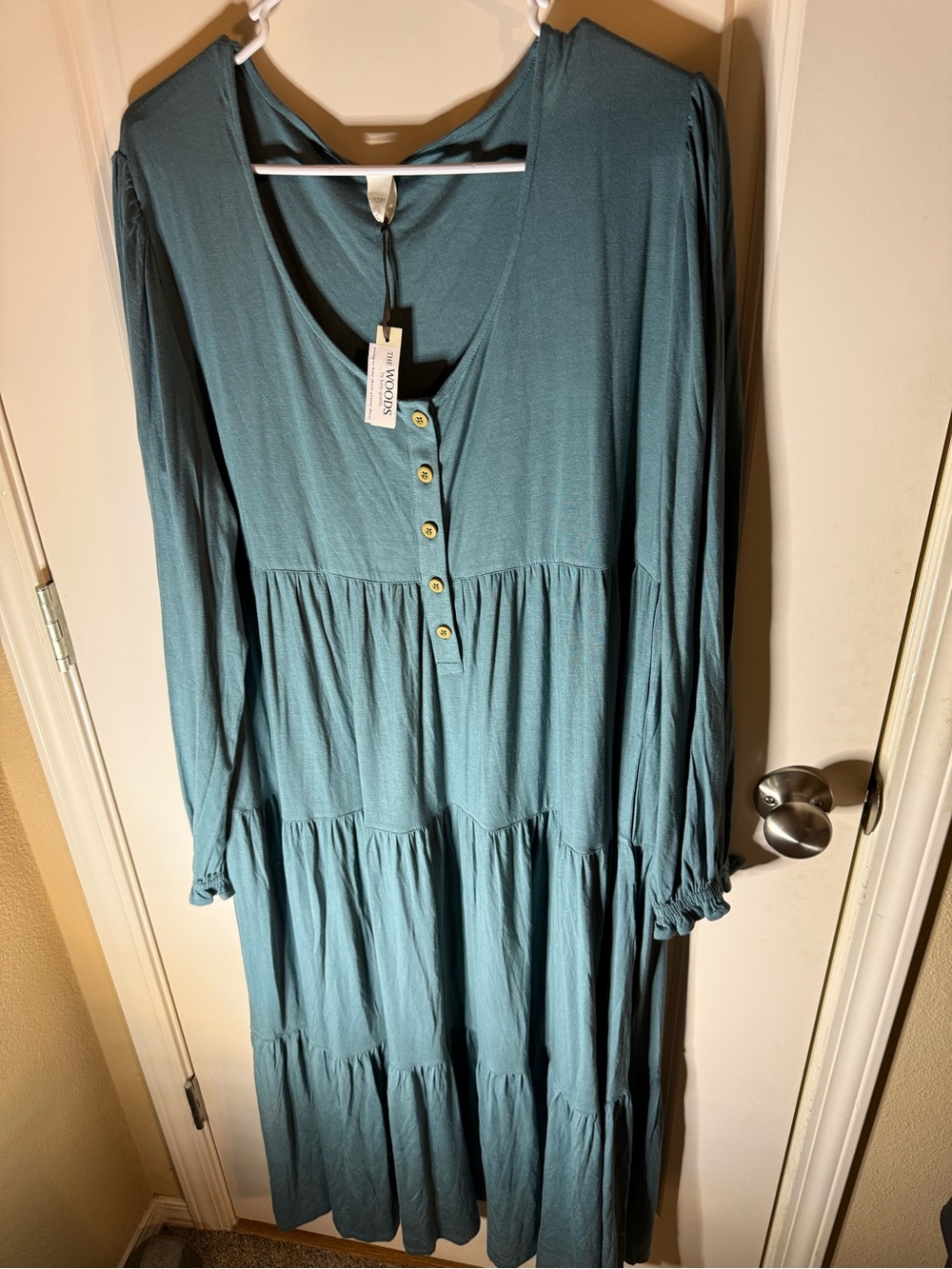 NWT The Woods by Kate Quinn Sea Pine Tiered Midi Dress | XXL | Long Sleeve